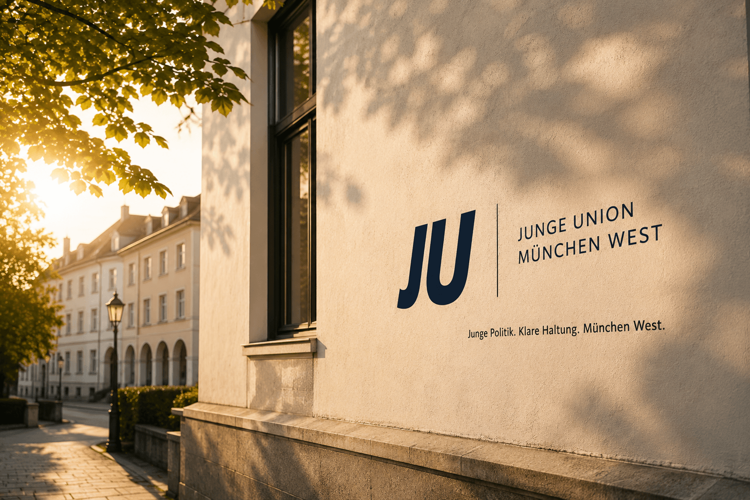 Junge Union München West Branding an einer Fassade
